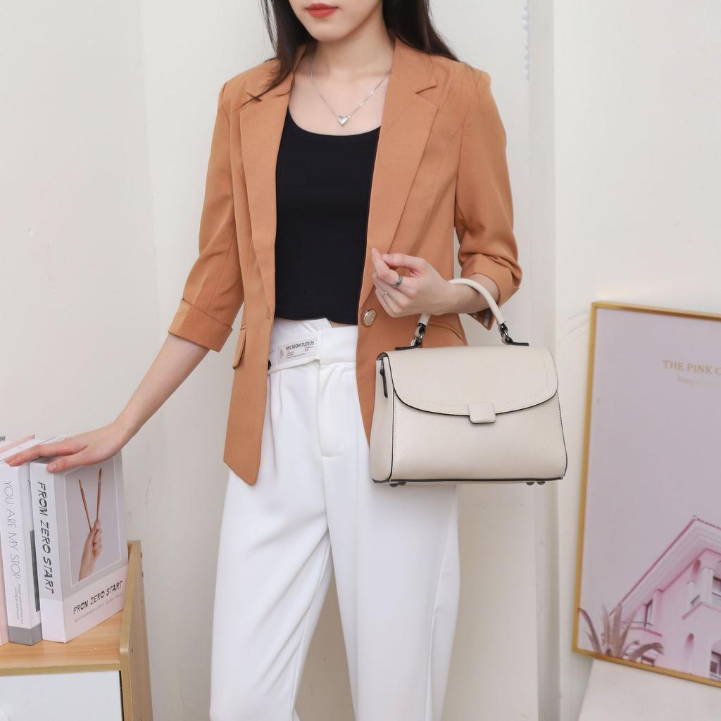 Cowhide Shoulder Women's Bag Large Capacity, Women's Fashion Simple Tote Bag Practical Commuter Bag Multi-partition