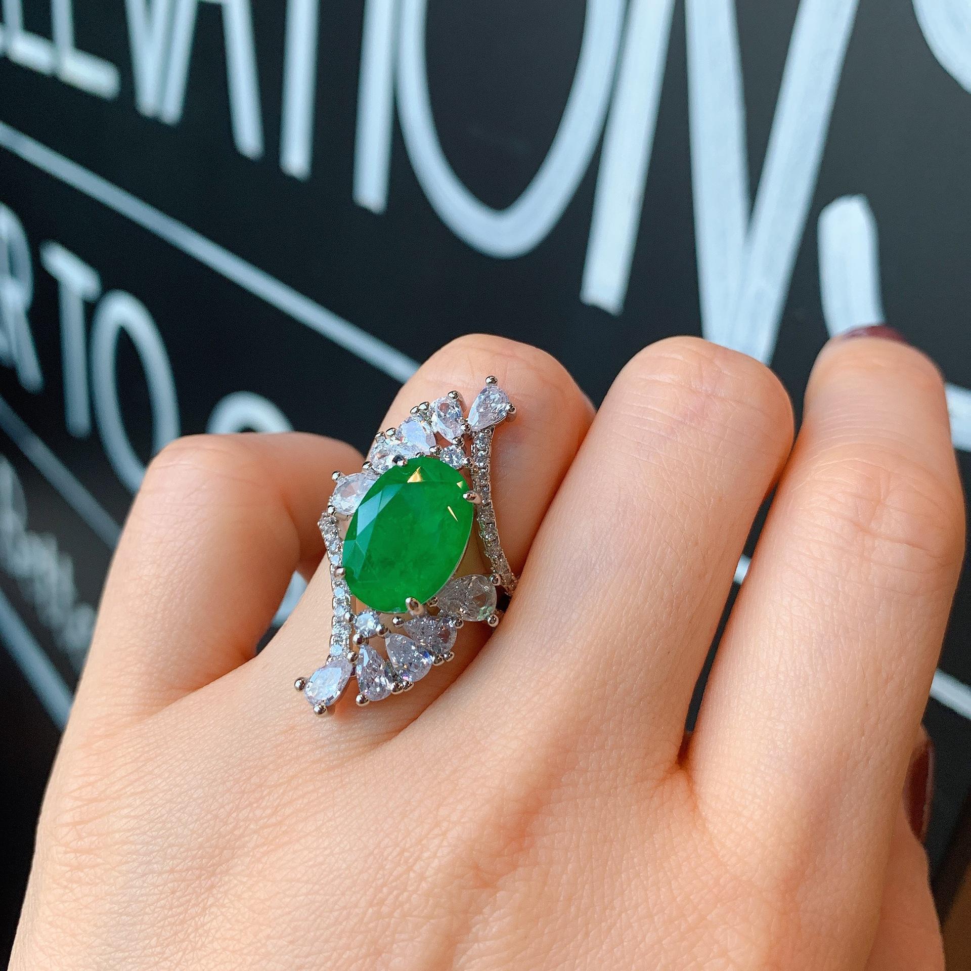 

Серебряное Новое Модное Кольцо с Параибским Изумрудом Цирконом для Женской Вечеринки, Ювелирный Подарок на День Рождения 9