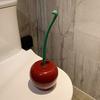 Toilet Brush Set with Base Cherry Shape Ergonomic Non-Slip Handle Bright Color Bathroom Cleaning Brush
