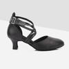 Women's Cross Strap Character Shoes Non-Slip Salsa Latin Ballroom Dance Pumps Black Wedding Heels