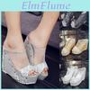 Women Wedge High Hollow Heel Shoes Ladies Summer Sandals