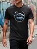 Men'S Normandy Sr1 Spaceship Graphic T-Shirt Black Crew Neck Tee with Geometric Pattern Durable