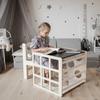 GINGER HOME Ensemble Montessori 2 en 1 Table Enfant avec Chaise et Cube d’Escalade, Bois Naturel, 57x50x55 cm