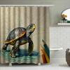 Colorful Turtle Shower Curtain With Pencils Art Waterproof Bathroom Decor For Home Improvement Living Room Furniture Set Decorat