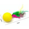 3 peças de bola de golfe de plástico engraçada mista com penas brinquedo de gato interativo gatinho gato teaser bola brinquedo suprimentos para animais de estimação