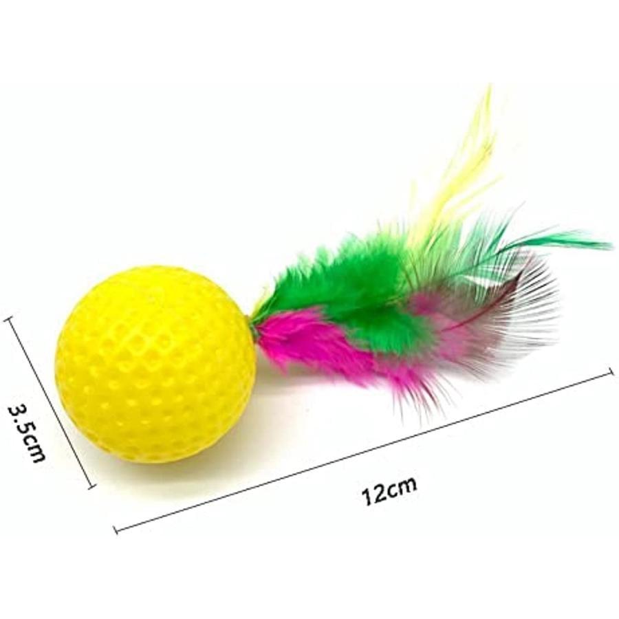 3 peças de bola de golfe de plástico engraçada mista com penas brinquedo de gato interativo gatinho gato teaser bola brinquedo suprimentos para animais de estimação