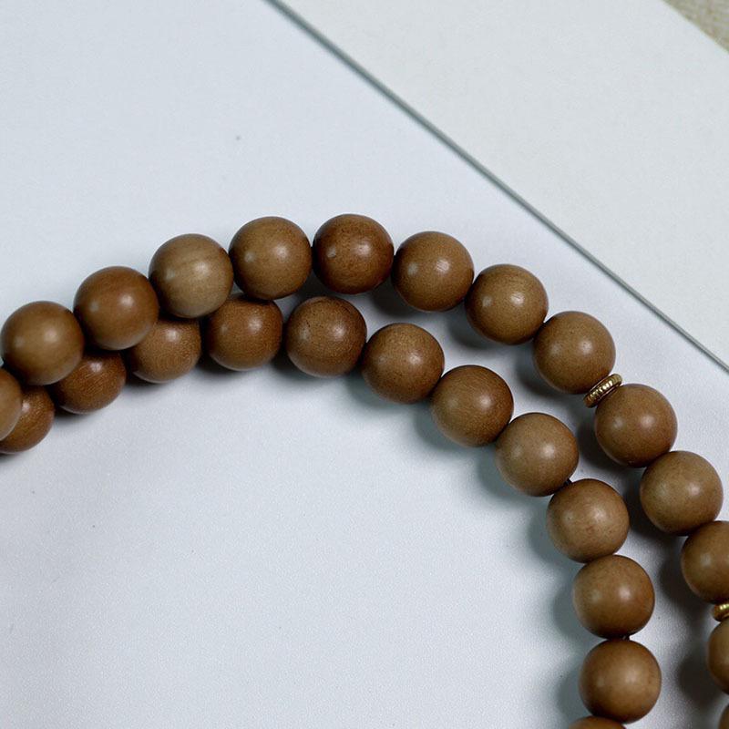 Indian Sandalwood Multi-Circle Bracelet with Horse Racing Ring - Retro Chinese Style Buddhist Prayer Beads.