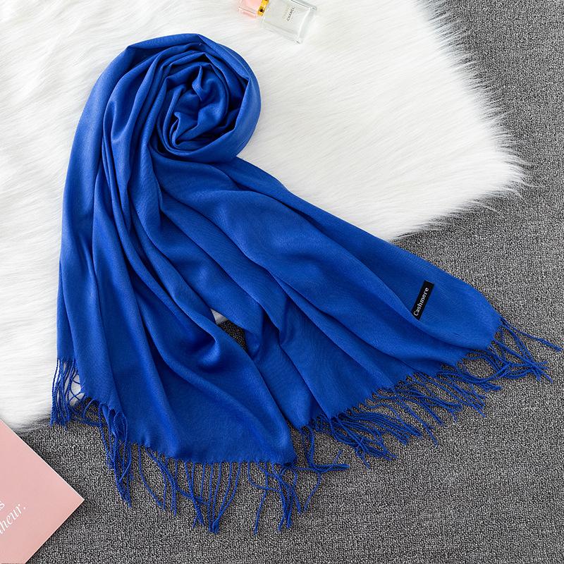 Women's Pashmina Scarf Shawls Soft Cashmere Feeling Headscarf Travel Office Winter Warm Hijabs Solid Lady Wraps Female Bandana