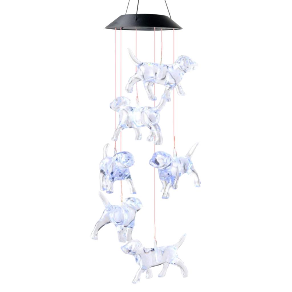 Creative RGB Dog Pendant Windbell Light Useful Beautiful Colorful Dog Shape Waterproof Wind Chime Solar Lamp Color