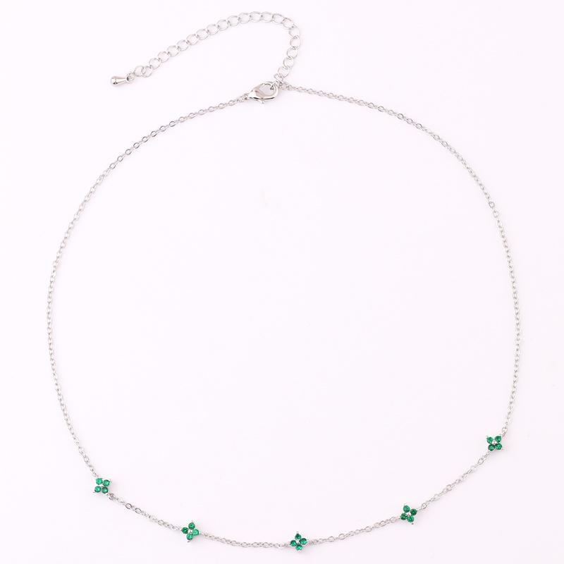 

Inlaid Zircon Four-leaf Flower Necklace For Women New Niche Light Luxury Hot Fashion Collares Choker Accessories