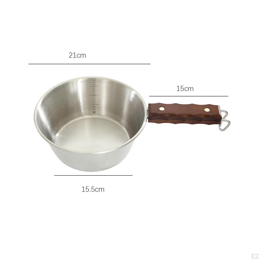 Camping Bowl Cup Compact Kitchenware with Wooden Handle Outdoor Picnic Tableware for