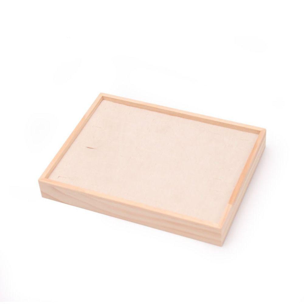 48 Grids Earrings Display Tray Velvet Ring Earring Holder Simple Wood Rings Tray  Home