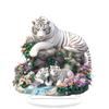 Bohemian White Tiger Acrylic Desk Decoration with Floral Accents