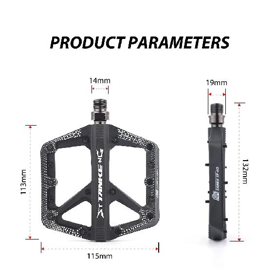 TANKE Bike Pedals Non-Slip Nylon MTB/Road Bicycle Pedals Bearing Cycling Footrest Black/Red/Gray/Orange