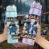 1PC Six Seven Bruh Robot Letter 750ml Color Plastic Sports Water Bottle Leakproof Flip Straw Lid Suitable for Sports Office Home Use