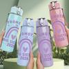 1PC Promoted To Big Sister 2026 Rainbow 750ml Color Plastic Sports Water Bottle Leakproof Flip Straw Lid Suitable for Sports Office Home Use