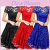 Elegante Dames Kant Bloemen Prom Swing Jurk Voor Stijlvolle Bruidsmeisjes Vieringen