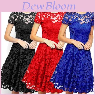 Elegantes Damen Spitzen Blumen Swing Kleid Für Stilvolle Brautjungfern Feiern