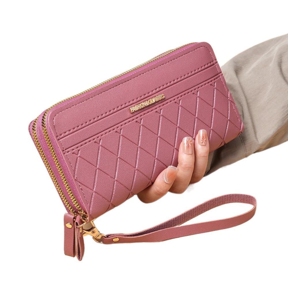 Long Women's Clutch Bag Pu Leather Mobile Phone Bag Simple Lady Long Wallet  Card Holder