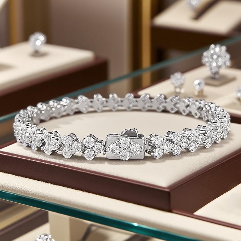 

Римский браслет из стерлингового серебра с бриллиантами - Коллекция лета 2025 S925 Hui Zhi Yi, Модная роскошь и универсальный стиль 15cm