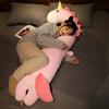 Cartoon Animal Dinosaur Shiba Inu Throw Pillow Plush Toy Unicorn Curved Long Pillow Girl Sleeping Soothing Doll