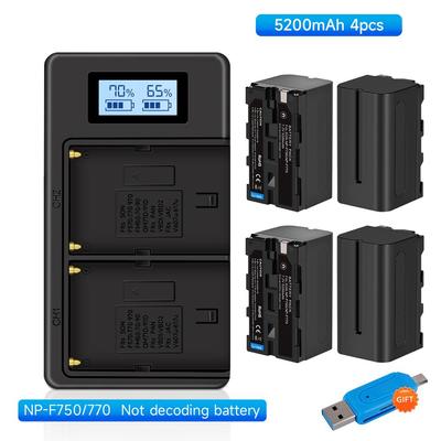 5200mAH NP-F750 F770 F750 Batteria NP-F770 Batteria Display LCD Caricabatterie per Sony NP F970 F960 F550 F570 QM91D TRU47E