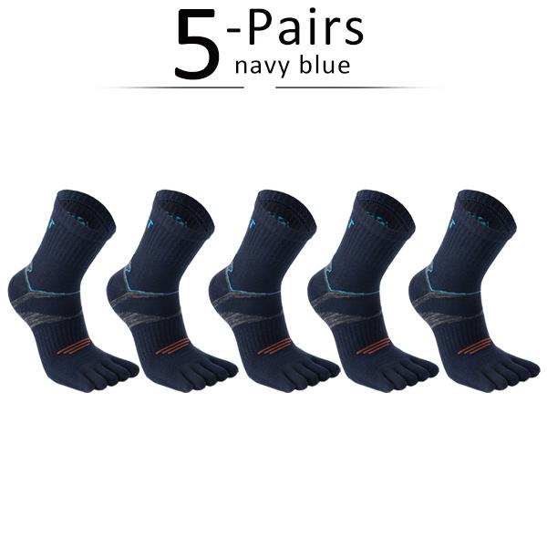 5 Pairs Man Short Toe Socks Sport Compression Cotton Sweat-Absorbing Badminton Tennis Bike Run Basketball 5 Finger Travel Socks