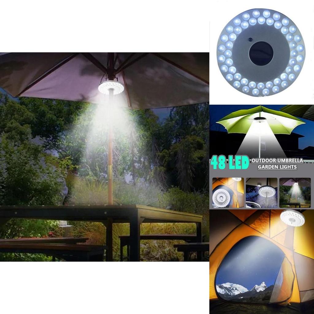 48 Led Outdoor Umbrella Night White Lamp Pole Light Ideal For Patio And Garden Settings