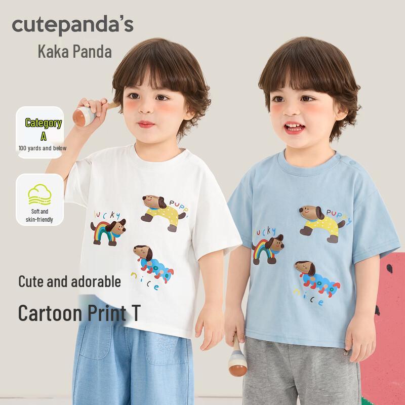 

Детская футболка с коротким рукавом Kaka Panda с мультяшным принтом 100