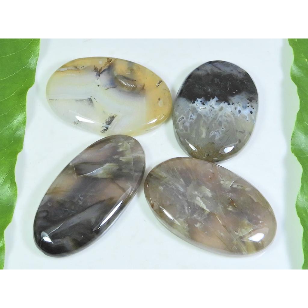 180Cts. Natural Turkish Stick Agate Oval Cabochon Loose Gesmtone 4 Pcs Lot A-206
