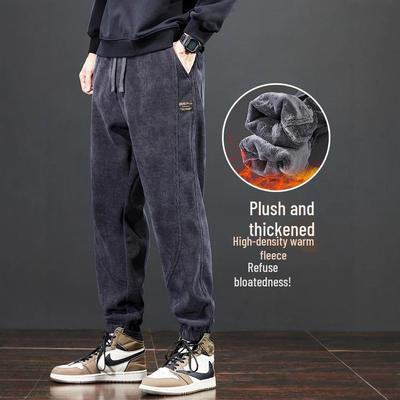 Herren 2025 Winter Fleece-gefütterte Cord-Sweathose: Dicke lässige Baumwollhosen für Herbst & Winter