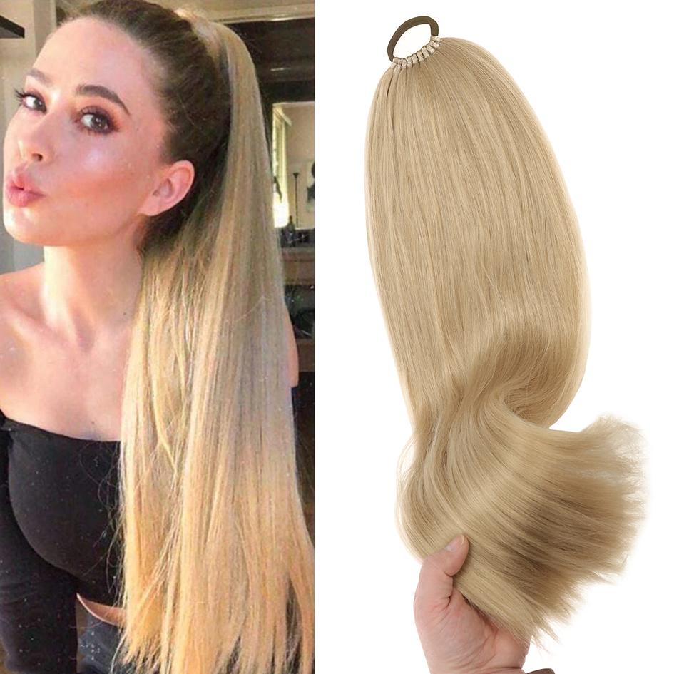 Synthetic 18inch/20inch/22inch/24inch/26inch/28inch/32inch long straight wig ponytail, headband ponytail, elastic rope ponytail