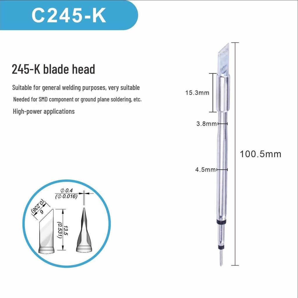 High-Quality Pure Copper C245K Soldering Iron Tip with Integrated Heating Element