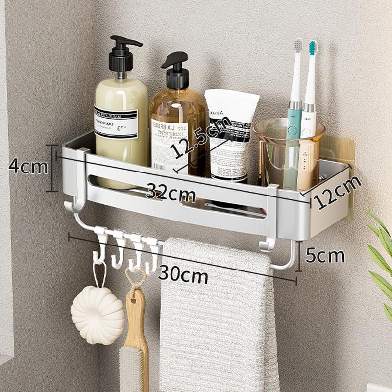 Bathroom Shelf Space Aluminum Shampoo Rack Makeup Storage Organizer Toilet Corner Wall Mounted Shower Shelf Bathroom Accessories