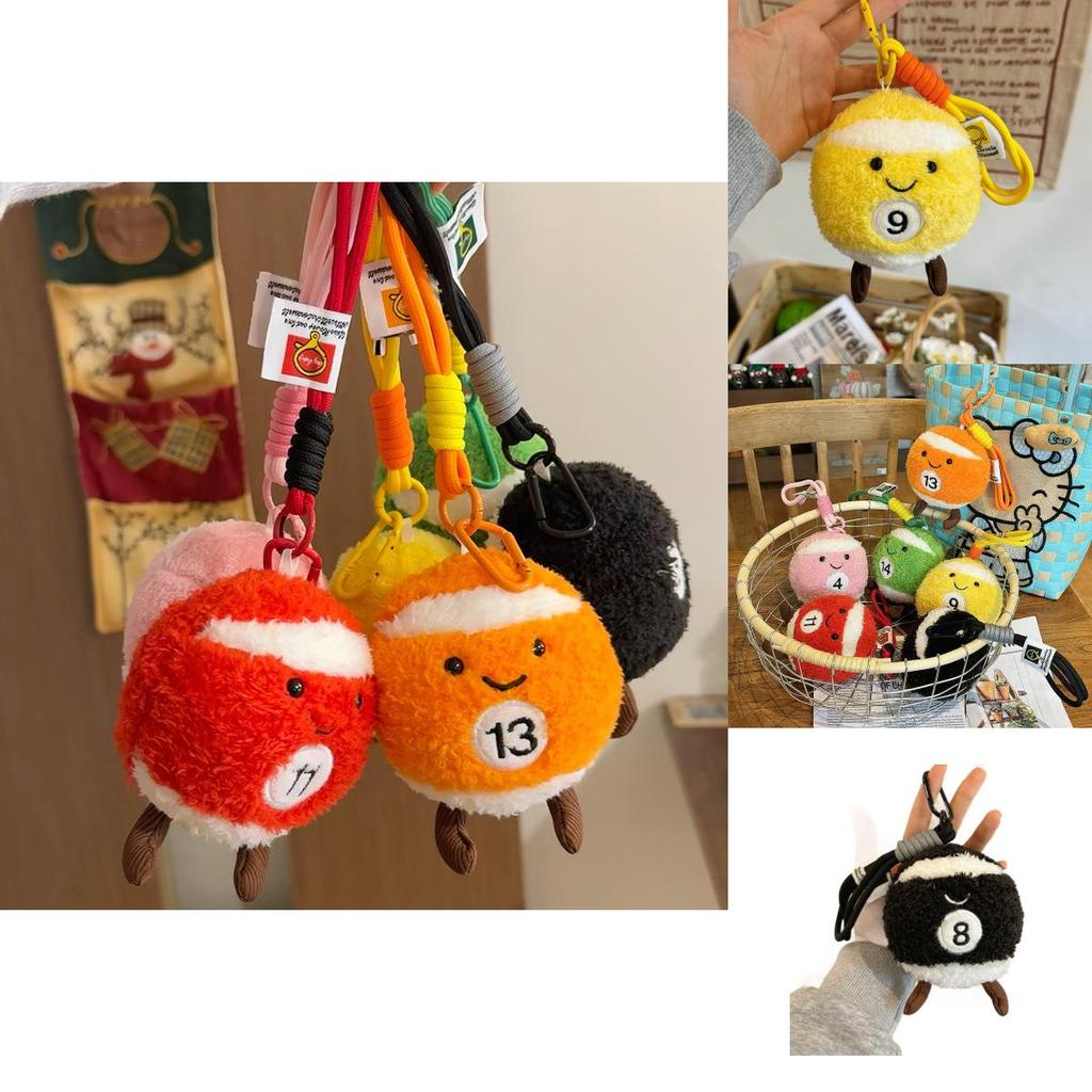 Plush Billiard Ball Keychain With Creative Design For Kids And Collectors