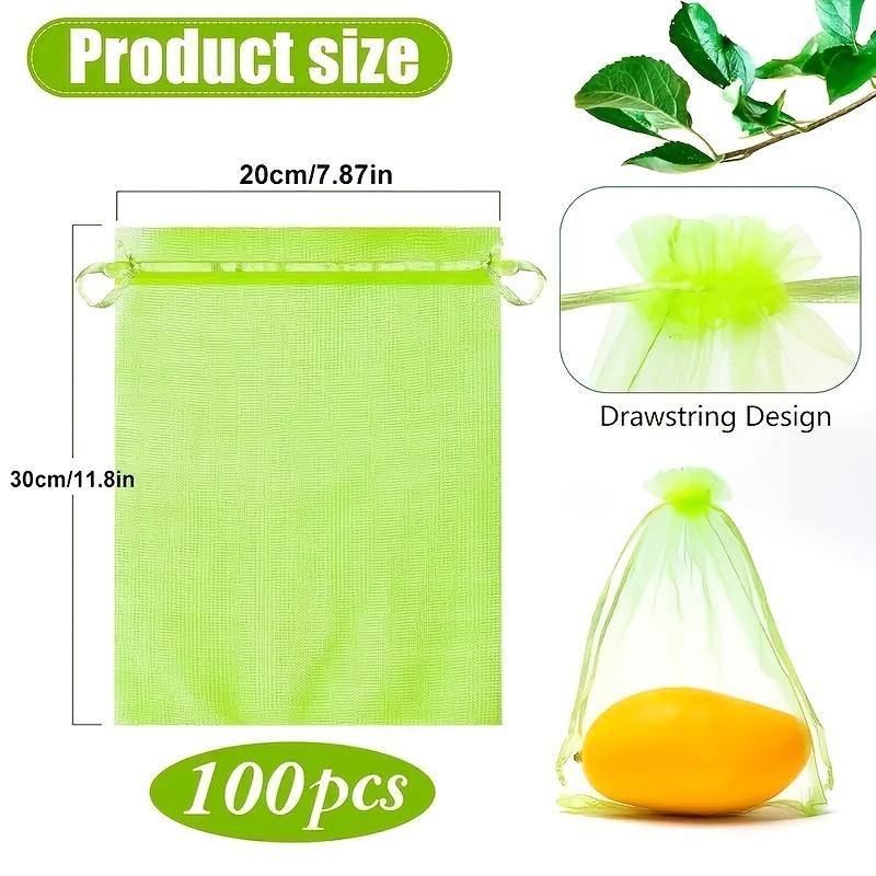 100Pcs Green protective bag with zipper,fruit trees, transparent mesh barrier for plants, perfect for gardening and pest control