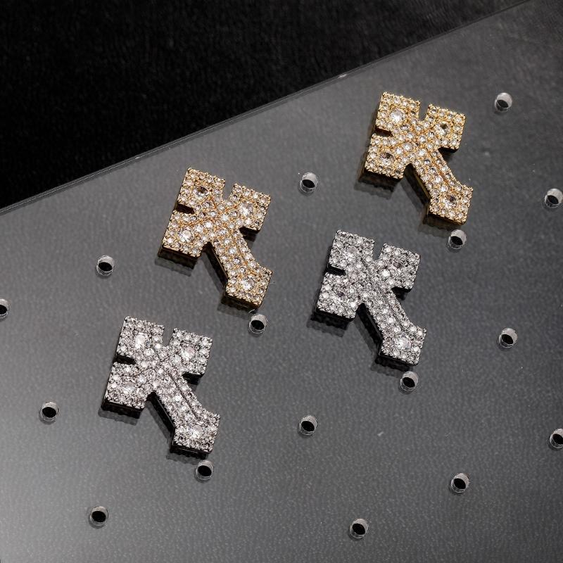Dainty Crosses Designs Copper Ear Studs Elegant Everyday Jewelry Stylish Rhinestones Crucifix Ear Accessories