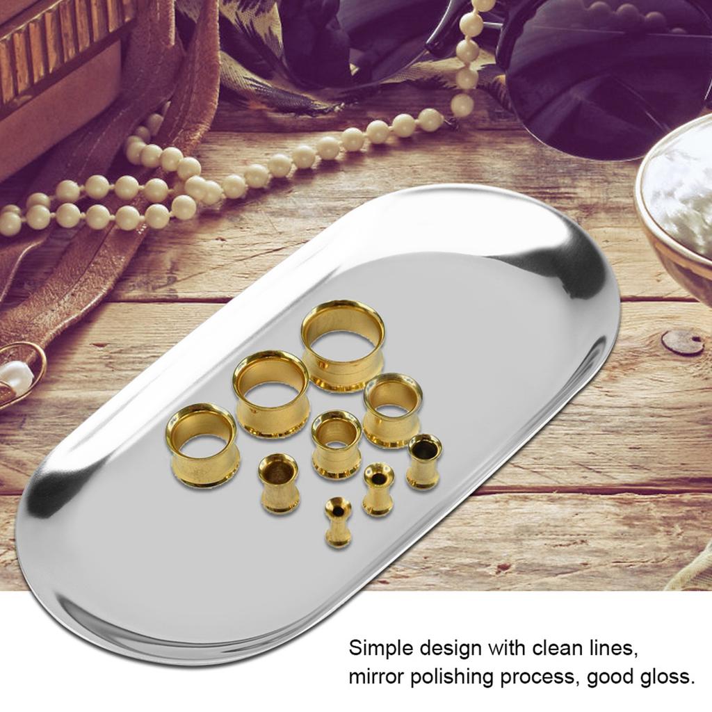 Nordic Stil Edelstahl Lagerung Tablett Kosmetik Schmuck Kuchen Platte für Büro Schreibtische(Silber S)