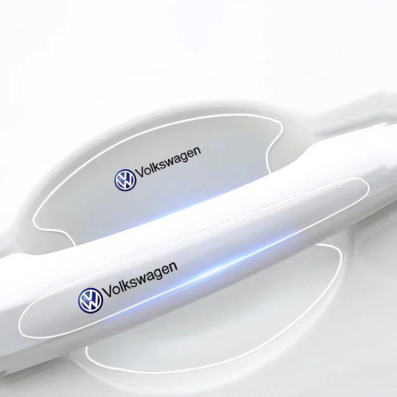 8Pcs VW Door Handle Anti Scratch Rubber Car Stickers Accessories For Volkswagen Polo Golf GTI CC Tiguan Arteon Passat Jetta ID.3