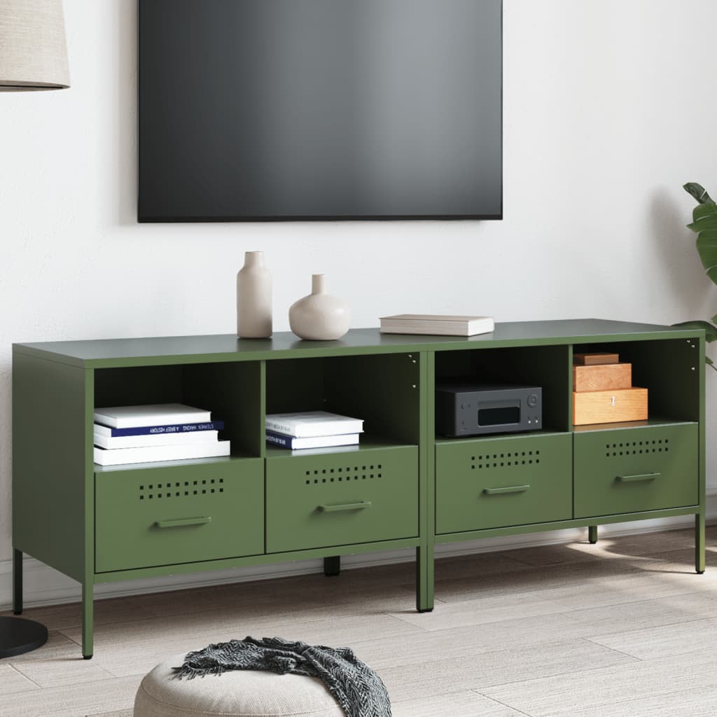 TV Cabinets 2 Pcs Olive Green 68 X 39 X 50.5 Cm Steel