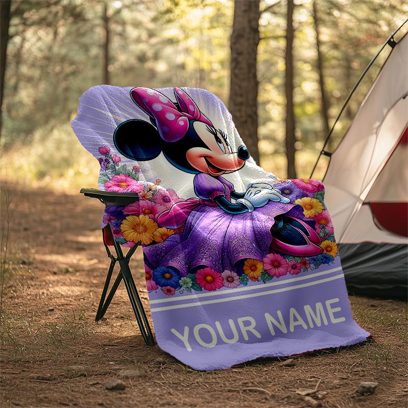Customizable Minnie Throw Blanket – Personalized Name, All-Season Cozy Snug Blanket, Machine Washable, Personalized Blanket
