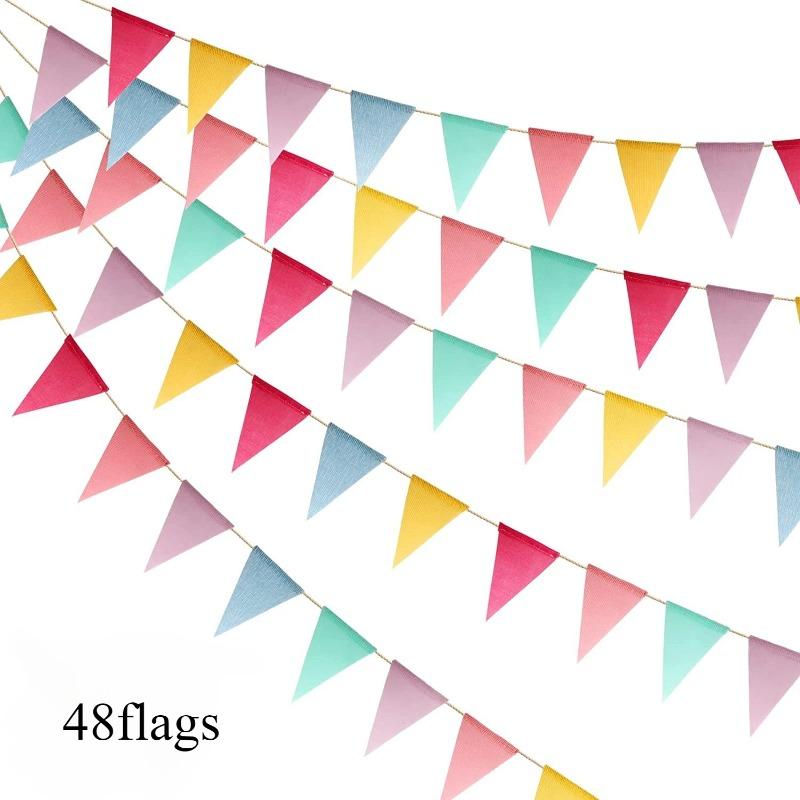 Colorful Jute Triangle Flags Vintage Pennant Bunting Birthday Wall Decor Graduation Party Supplies