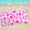 Dog Bone Paw Print Pink Beach Towel, Pet Themed Quick Dry Soft Absorbent Microfiber for Beach Camping Outdoor Gift