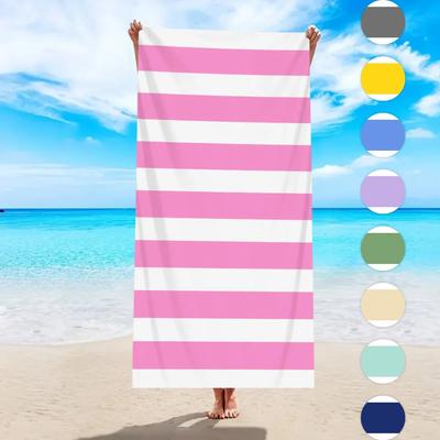 1pc Fashionable Colorful Striped Beach Towel, Quick Drying Absorbent Swimming Beach Towel, Available In Multiple Colors