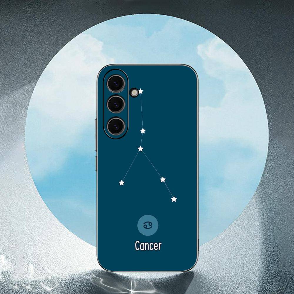 12 Constellations Zodiac Signs Luxury Black Phone Case For Samsung Galaxy S23 S24 S25 Ultra S22 Plus S21