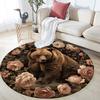 Bear Pattern Round rug,Carpet Rug for Living Room Bedroom Playroom ,Non-slip Floor Mat,Holiday Gifts and Birthday Gifts.