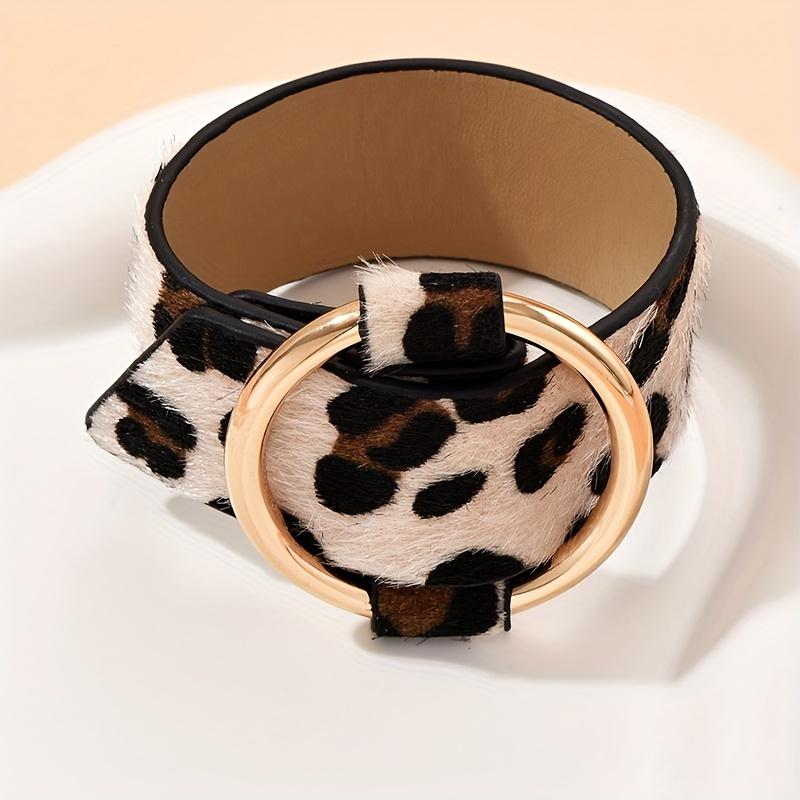 

1PC Elegant Long Geometric Leopard Print Women s Bracelet, PU Leather, Daily Wear