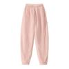 Vinter Pyjamasbukser Tykk Plysj Elastisk Midje Løse Hold Varmen Ben-Bindende Design Unisex Hjemmebukser Ensfarget Lounge Underdeler