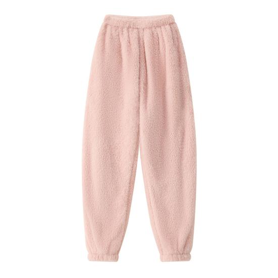 Zimové pyžamové kalhoty Hrubé plyšové Elastický pas Volné Udržují teplo Design obepínající nohy Unisex Domácí oblečení