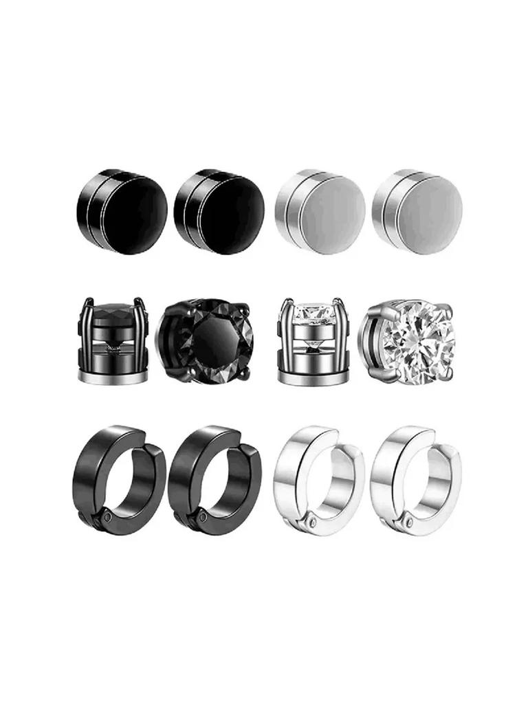 8-12 Stück Modische 316 Edelstahl Magnetische Ohr Manschetten Ohne Piercing Zirkonia Falsche Ohrringe Set Für Tägliches Tragen
